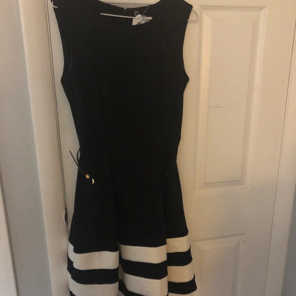 Calvin Klein Black fit and flare belted dress - Picture 3 of 3